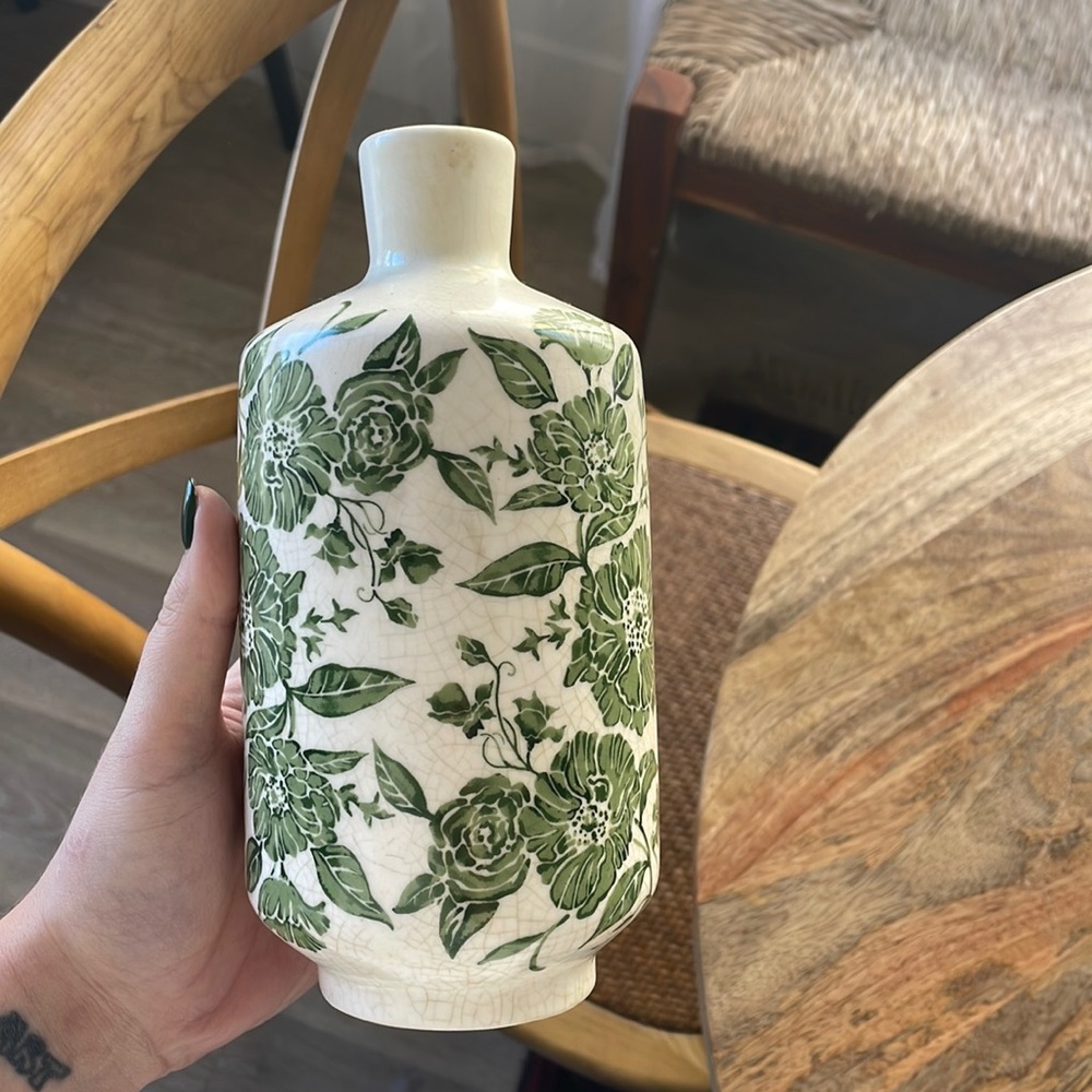 Flower Vase Green Small Opening